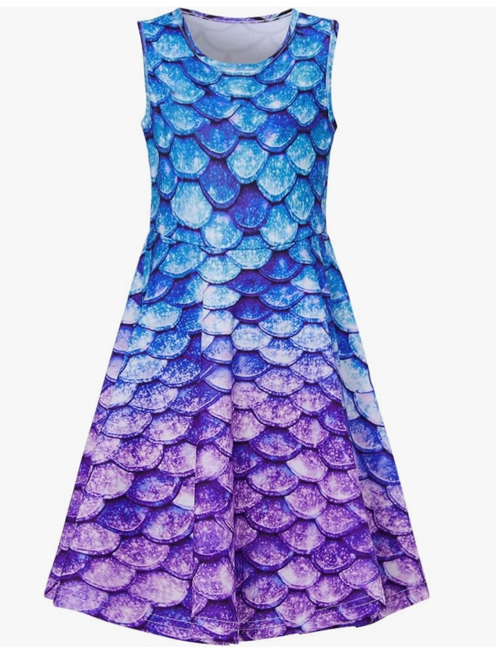 Mermaid Scale A-Line Tank Dress in Purple & Teal